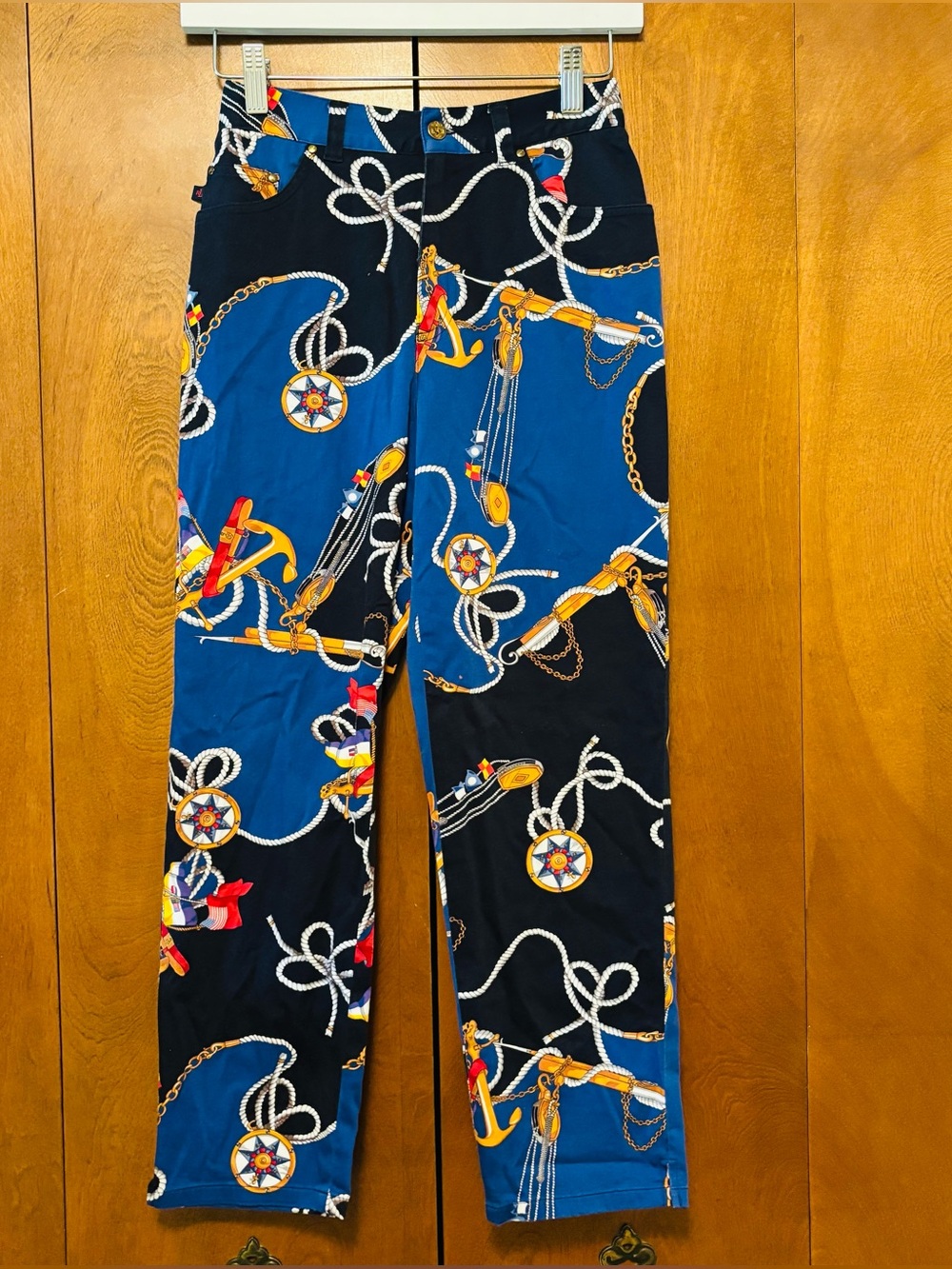 Ralph Lauren Equestrian Horsebit print blue cotton capris women's size 2P